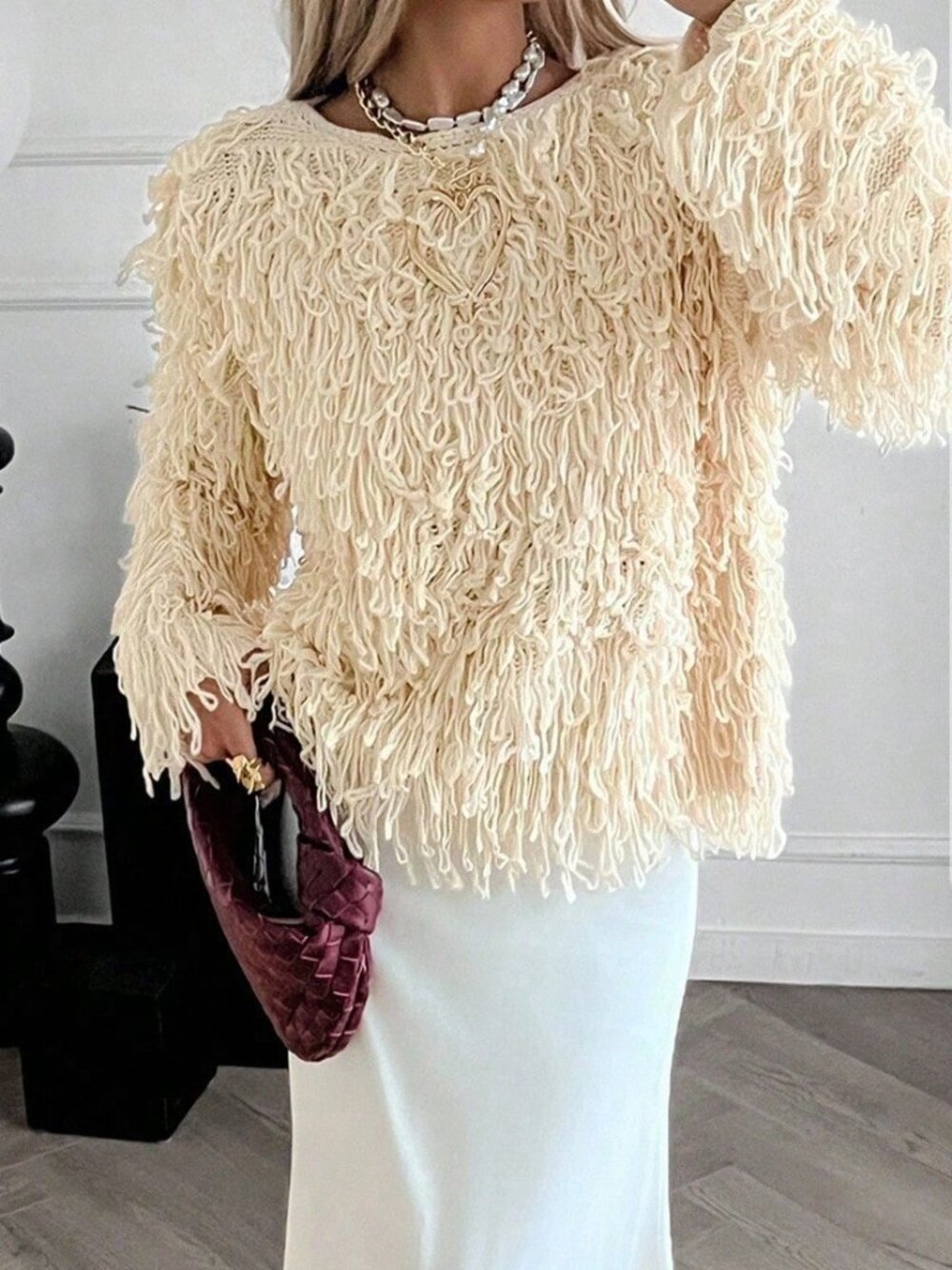 Apricot Casual Women's Crew Neck Sweater